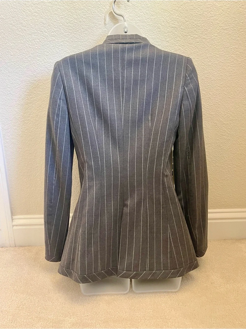 Elegant Christian Dior Gray Pinstripe Tailored Blazer
